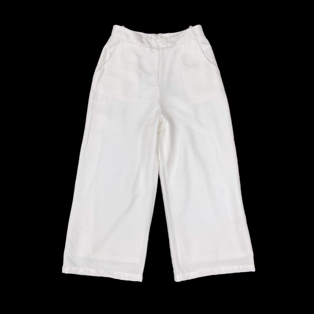 City Studio Pants Womens 27x21 White High Waisted Lined Crop Wide NWOT